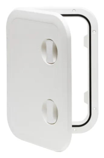 Kunststoff-Luke, 315x440mm, 2x Verschluß, 180°, Weiß