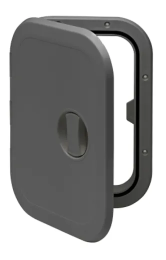 Kunststoff-Luke, 373x270mm, 180°, Abnehmbar, Grau