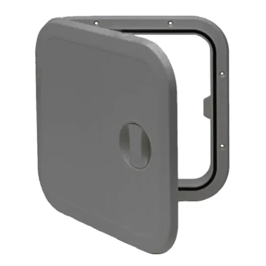 Kunststoff-Luke, 373x373mm, 180°, Abnehmbar, Grau