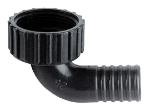 Kunststoff Rechtwinkliger Anschluss, 1-1/4", Mit Rechteckigem Schlauchanschluß Ø25mm