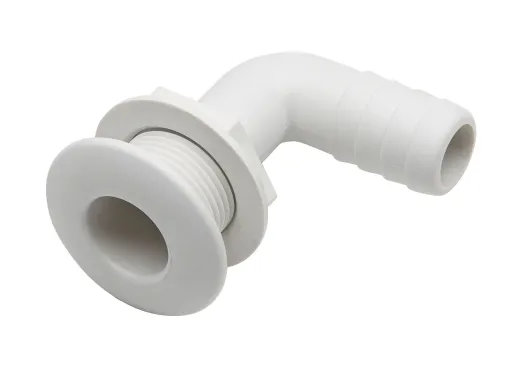 Kunststoff Rechtwinkliger Borddurchlass, Ø1-1/2X38mm, Weiß