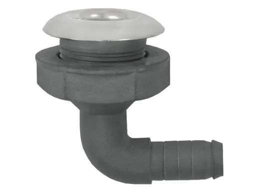 Kunststoff Rechtwinkliger Borddurchlass Mit Niro Flansch, Ø2X52mm, L=115mm, Flansch Ø82mm