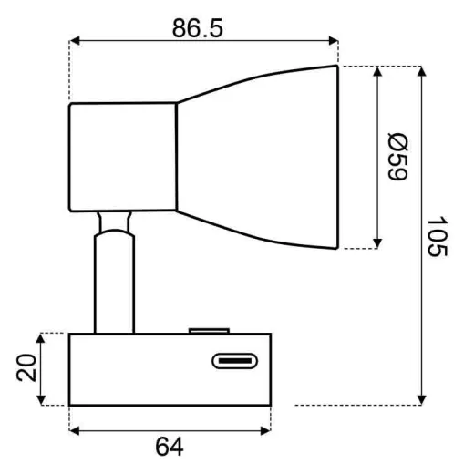 LED Kabinenleuchte 10-30V 3000K dimmbar mit USB-C fastcharge