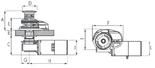 Lofrans Windlasses Ankerwinde Vertikal, Modell Project X2, 10mm/DIN, 12v, 1000w, Mit Spillkopf