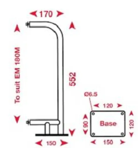 Masthalterung für Echomax 180