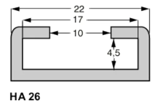 Mastschiene 22mm gelocht 3650mm lang