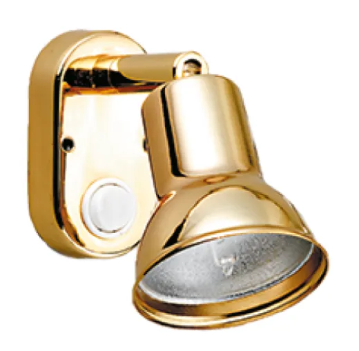 Messing Leselampe, Halogen, Wandmontage, Verstellbar, 12v/10w, D=54mm, Mit Schalter