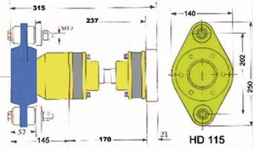 Hydradrive Typ Hd-115l Homokinetisches Antriebsystem, Satz, Mit Staudrucklager, Homokinetische Welle Und Adapterflansch