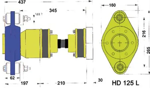Hydradrive Typ Hd-125 Homokinetisches Antriebsystem, Satz, Mit Staudrucklager, Homokinetische Welle Und Adapterflansch