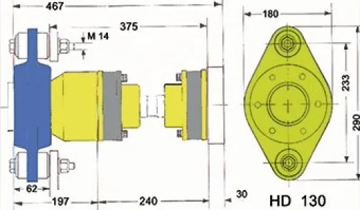 Hydradrive Typ Hd-130 Homokinetisches Antriebsystem, Satz, Mit Staudrucklager, Homokinetische Welle Und Adapterflansch