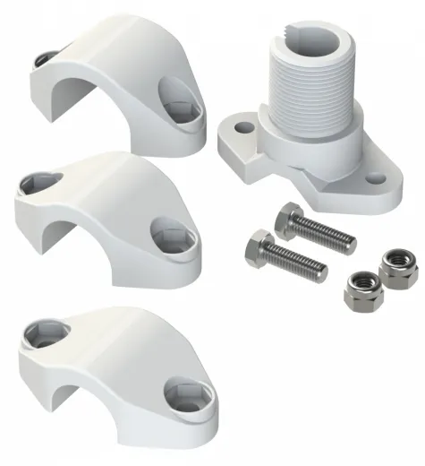 Montage des Antennenfußes auf einer Schiene (nylon, 1" - 14 UNF, Ø 22 bis 30 mm)