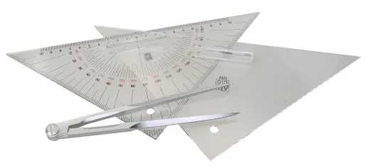 Navigations-Ausbildungs-Set mit Zirkel, Anlege- und Kursdreieck