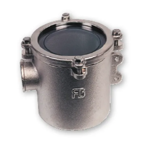 Nickel-Besch. Bronze Kühlwasserfilter (Robust) Mit Niro 316 Sieb, 3", H=276mm, 58400l/Std