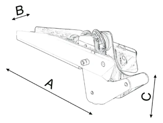 Niro Ankerbugrolle, A=300mm, B=80mm, C=80mm (Kippbar, Bis 10kg)