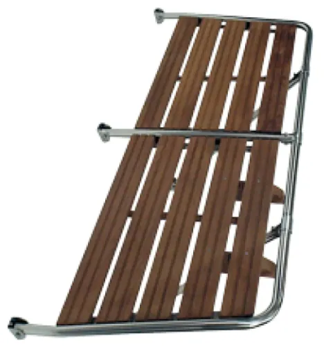 Niro Badeplattform Mit Holzlatten Aus Teak, 1260x550mm, 2x Stützen, Rohr Ø25mm