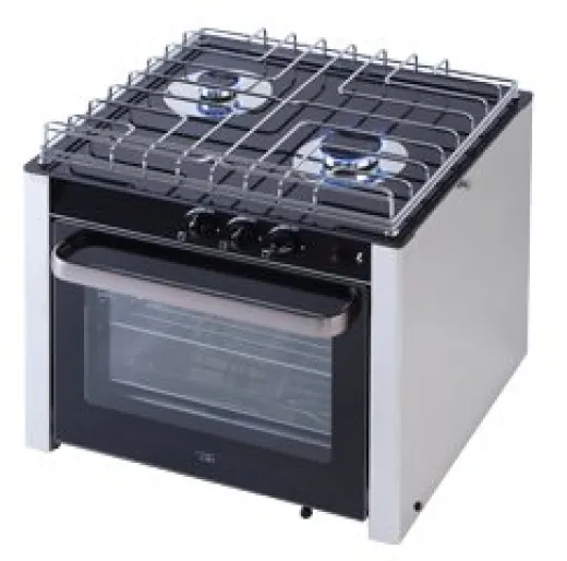 Allpa Niro Einbau-Ofen Mit 2-Flammiger Kochplatte Mit Glastop (500x431x458mm)