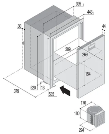 Niro Einzelschubkühlschrank Sea Drawer, Modell Dw42, 42l, 12v/24v Mit Stahlschloss Und Externem Gerät