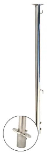 Niro Flaggenstock, L=600mm Ø25mm, Mit 2 Haken Mit Klicksystem