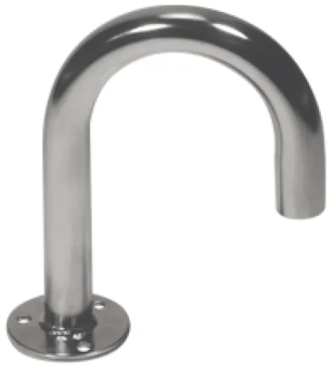 Niro Gebogene Kabeldurchfuhr, H=145mm, B=115mm, Øfuß=25mm, Ørohr=17x20mm