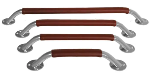 Niro Handlauf Mit Leder-Überzug, Ø24x20mm (Oval), H=73mm, L=280mm