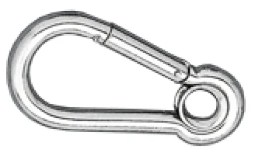 Niro Karabinerhaken Mit Öse, Ø5mm, H=50mm (Bruchlast 280kg)