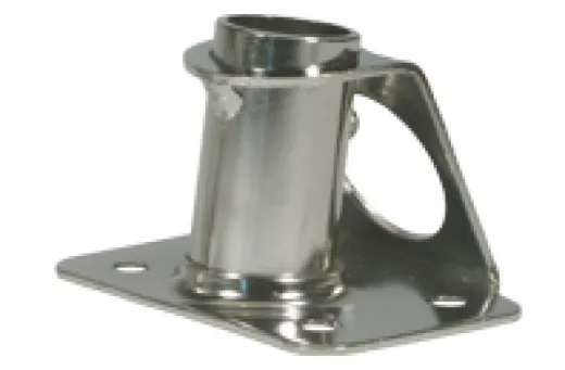 Niro Relingsfuß 85°, Fußplatte L=65mm, B=70-90mm, Ø25mm