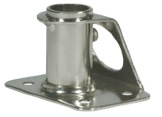 Niro Relingsfuß 90°, Fußplatte L=65mm, B=70-90mm, Ø25mm