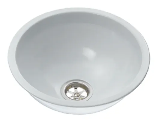 Niro Spülbecken Mit Weißem Epoxy Beschichtigt, Rund, Außenmaß Ø290mm, Tiefe 120mm