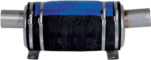 Niro Wassersammler/Schalldämpfer, Schlauchanschluß Ø40mm, Ein=0°, Aus=0°, 4l