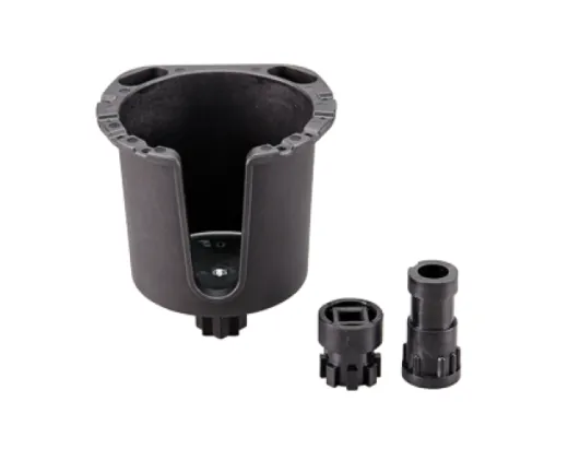 Nylon Getränkehalter, Nicht Klappbar, Schwarz, Relingsmontage, Inkl. 3 Adapter