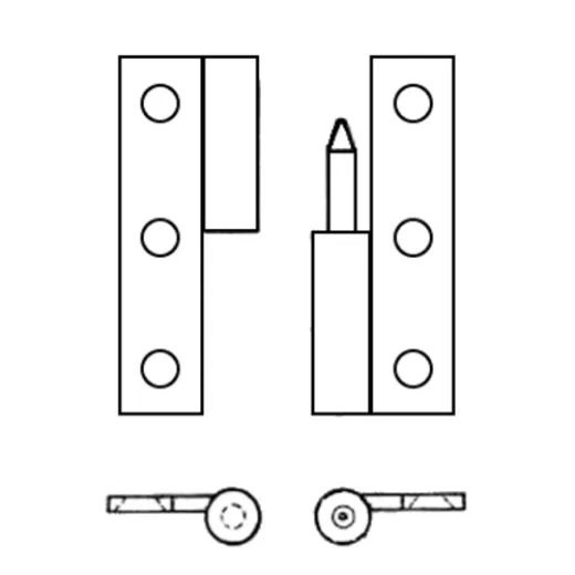 PLASTIMO HINGE LEFT 70X40MM BRASS CHROMED