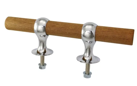 Pollerklampe verchromt 250mm MIT HOLZSTAB