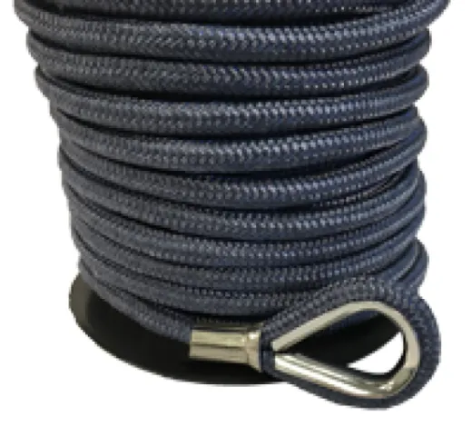 Polyester Blei-Ankerleine, 16mmx50m, Bleivorläufer=20m, Niro Kausch, Dunkelblau (Bruchlast 2100kg)