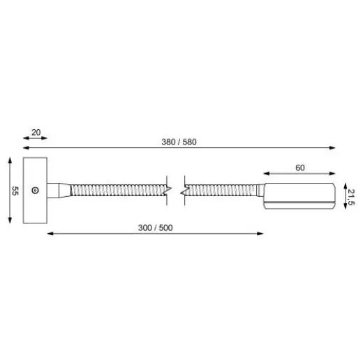 Prebit LEDFlexleuchte 05 500mm chromglanz rot