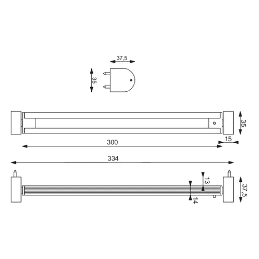 Prebit LEDUnterbauleuchte UB013 300mm goldgla