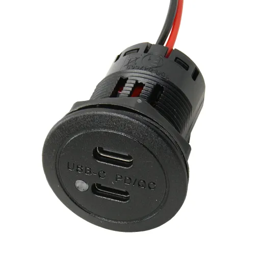 PRO CAR USB-C Einbau-Doppelsteckdose PD/QC, rechteckig 12/24V 2x3A, LED SB-
