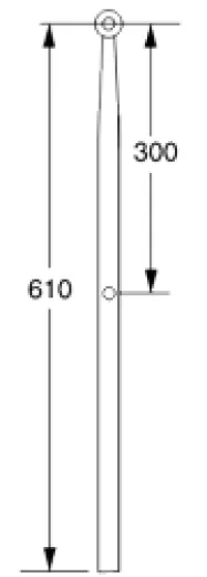 Relingstütze 610mm Edelstahl mit 2.Durchz. 25.4mm