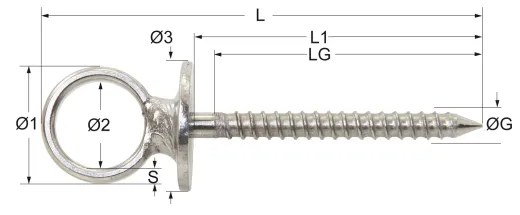 Ringschraube Holzgew. 4x45mm Edelst. VP=10 St.