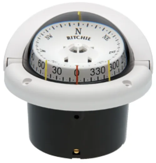 Ritchie Kompass Modell Helmsman, Hf-743w, 12v, Einbaukompass, Rose Ø95mm/5°, Weiß