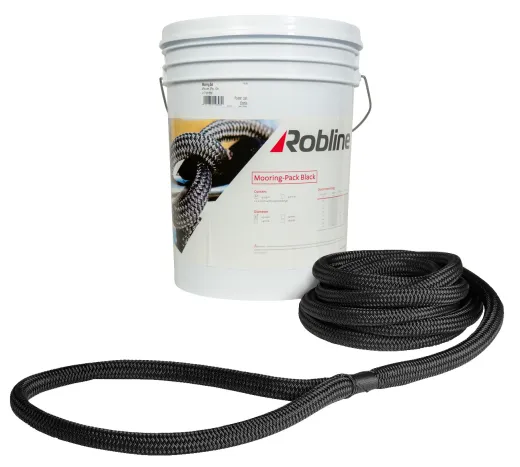 ROBLINE Festmacherleinen-Set, PES/PES, 14mm, Auge, schwarz, 4x6m/2x10m