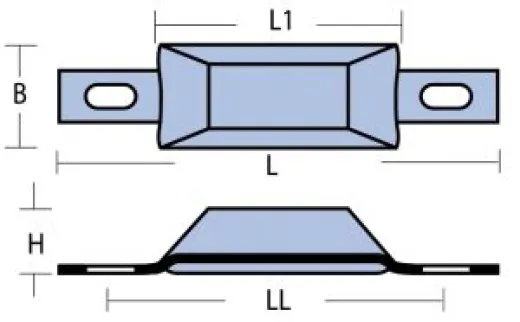Rumpf-Zinkanode ca.500g rechteckig 95x40x25mm