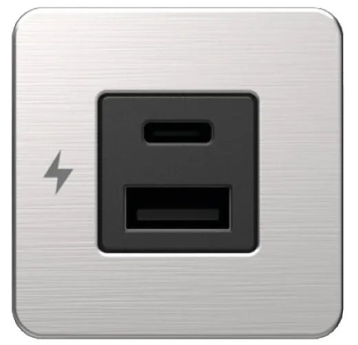 SCANSTRUT Double USB-A + USB-C Tile (Silber, 12/24V, 5 V / 9V / 12V = 3A Max)