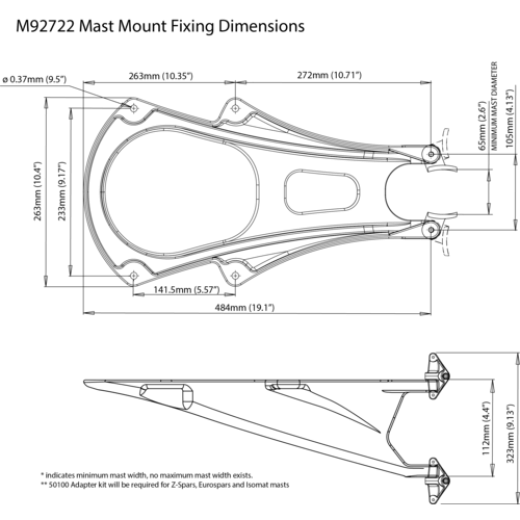 Scanstrut Masthalterung M92722, für Radarantenne