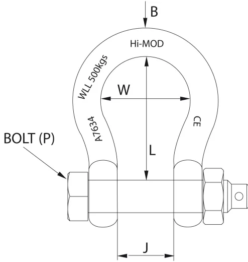 Schäkel geschweift Bolzen M22 SWL 3000kg Form E