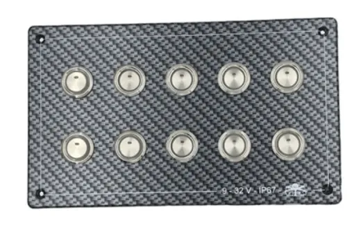 Schalttafel, Polycarbonat In Carbon-Optik, 9-32v, Wasserdicht Ip67 Abm. 207x123mm