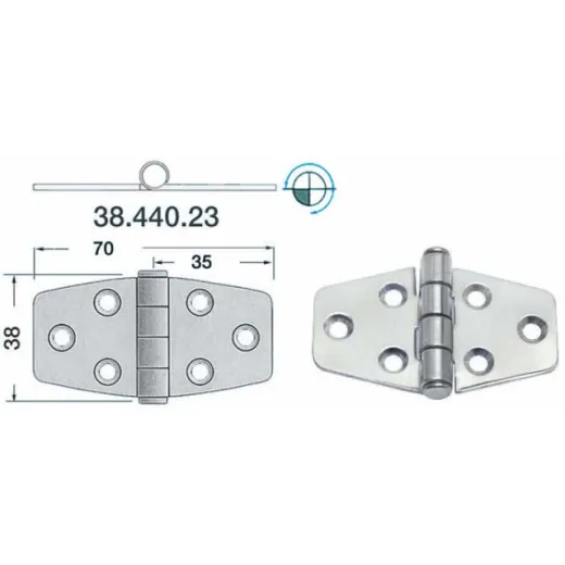Scharnier - Edelstahl 70x38mm