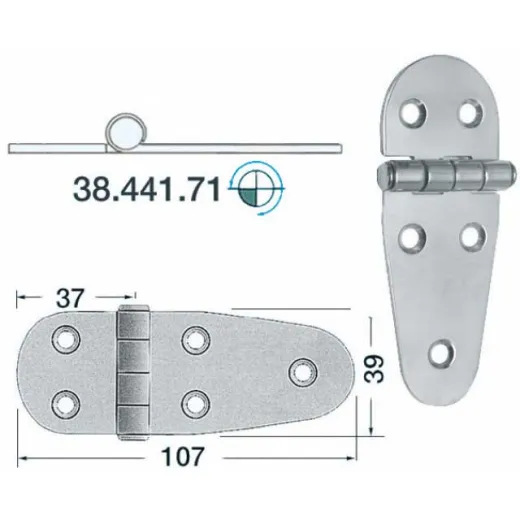 Scharnier - Edelstahl 107x39mm
