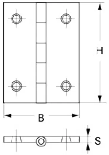 Scharnier schmal Edelstahl matt 40 x 26 x 1mm