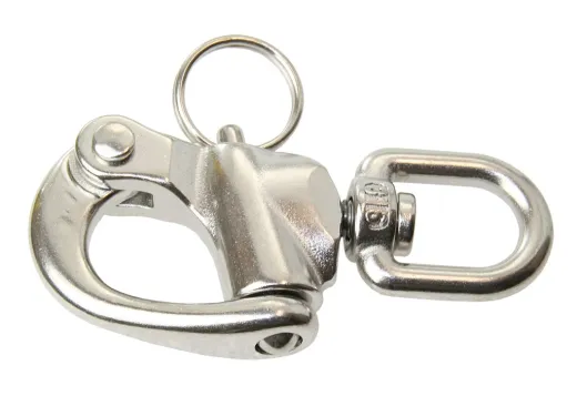 Schnappschäkel Wirbelauge 87mm Edelstahlguss