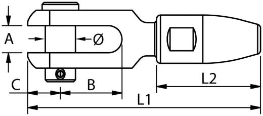 Schraubterminal mit Gabel Konus für 16mm